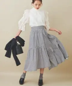 31 Sons de mode イレヘムプリントスカート シロクロ