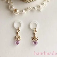 ☆No.203 ハンドメイド　アンブレラマーカー　リボン＆いちご　薄紫　クリア