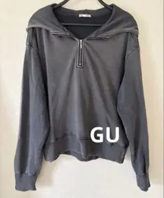 GU ウォッシュドスウェットハーフジップパーカ