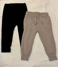 長ズボン リブレギンス 90サイズ 2枚 黒 ベージュ H&M ユニクロ