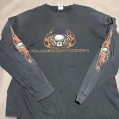 Harley-Davidson スカル ファイヤー 長袖Tシャツ　M〜L程度のサムネイル