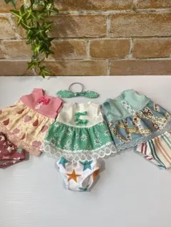 メルちゃん服＆パンツ＆ヘアゴムセット ハンドメイド　ワンピースセット No31
