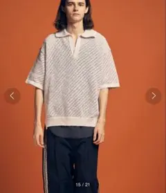 MAISON SPECIAL ニットポロシャツ スラブヤーンバイアスメッシュ L