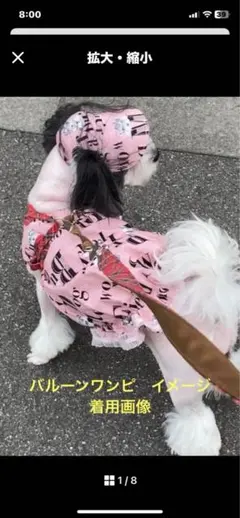 ハンドメイド犬用 バルーン　ワンピース ピンク レース　Mサイズ