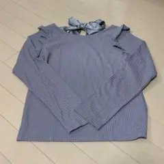 リボン付きフリル袖　ピンク　ニット　長袖トップス