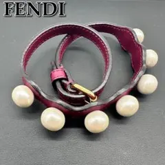 美品★FENDI フェンディ パールブレスレットレザー★C91のサムネイル