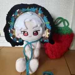 〈黒色×黄色×青色×茶色〉ぬい服　ヘッドドレス　ちびぐるみ