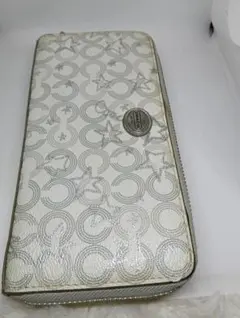 COACH コーチ シグネチャー スター柄 ラウンドファスナー 長財布 ホワイト