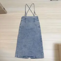 GU デニムブルー ハイウエスト タイトスカート スリット入り