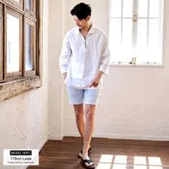 CavariA キャバリア メンズ L ショートパンツ ハーフ ブルー ホワイトのサムネイル