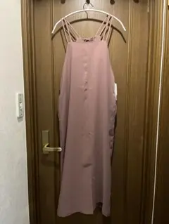 キャミワンピース リボン付き ロング丈 ピンク