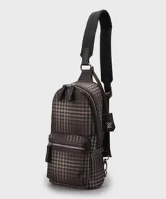 タケオキクチ オンブレチェック ワンショルダー ダークブラウン