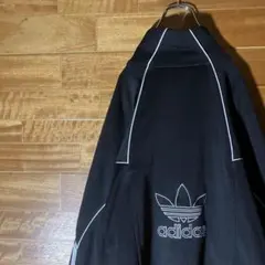 adidas トラックジャケット ジャージ 黒 トレフォイル 刺繍 XL