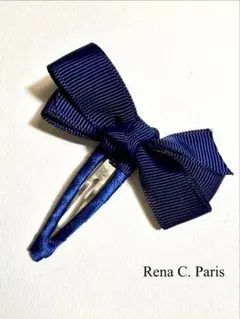 【H20】Rena C.PARIS 布リボンヘアクリップ　紺のサムネイル