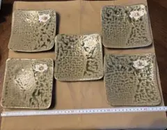 九谷焼　銀泉窯　桔梗金彩柄　小皿5枚セット