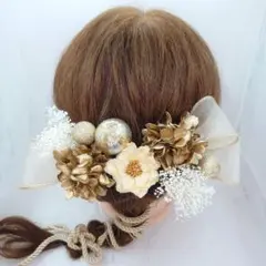 髪飾り【6204】ドライフラワー　結婚式　成人式　卒業式　七五三　前撮　振袖　袴