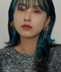 【GOLDY】レイヤード チェーン リボン ピアス ライトゴールド