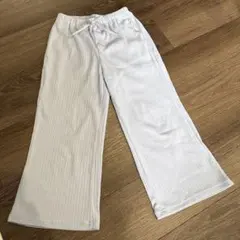 GU キッズ 120 リブワイドフレアパンツ　水色のサムネイル