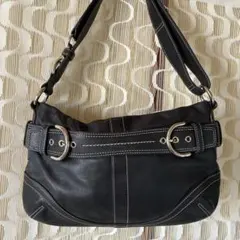 COACH ワンショルダーバッグ　レザー ブラック　シルバー金具　2way