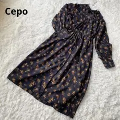 セポ Cepo raft シャツワンピース ロングワンピース【M】花柄 ボウタイ
