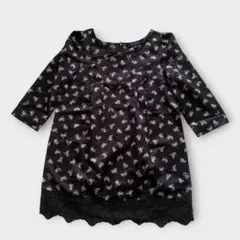 JILL STUART リボン柄 チュニック 黒 7分袖 レ－ス Sのサムネイル