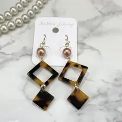 【No.107】ハンドメイドピアス べっこう柄