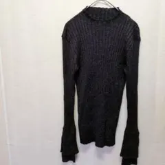 美品✨️ving troisリブ編み黒ラメ入　長袖ニット【M】