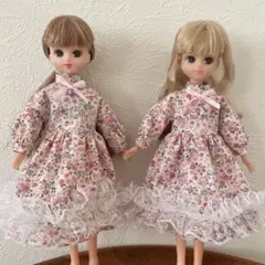 リカちゃん ハンドメイド 苺柄ワンピース2着セット 双子コーデ ドレス