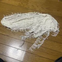 ホワイトレースストール フリンジ付き