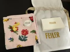 FEILER ハンカチ ラッピング袋付き ピンク 花 鳥 蝶