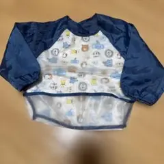 お食事エプロン　長袖　青　動物