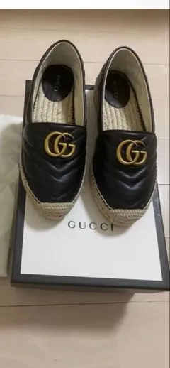 【未使用】GUCCI GGロゴ ブラックエスパドリーユ　サイズ23cm