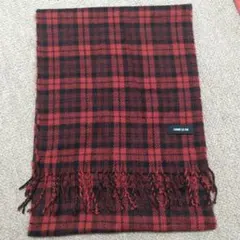 COMME CA ISM チェック柄マフラー 赤黒