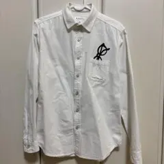 【訳あり】THE SHOP TK オックスフォードプリントシャツ　Mサイズ　白