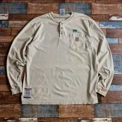 Carhartt ヘンリーネック 長袖Tシャツ L ベージュ ゆるダボメンズ古着