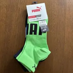 PUMA クォーターソックス 3足セット 23-25cm ライムグリーン 黒 紺