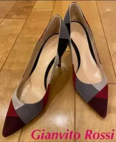 極美品ジャンヴィトロッシ Gianvito Rossiパッチワーク パンプス35のサムネイル