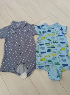 車柄　星柄プリント 半袖ロンパース　2枚セット