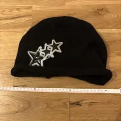 スター柄 ニット帽 ビーニー ブラック - メルカリ