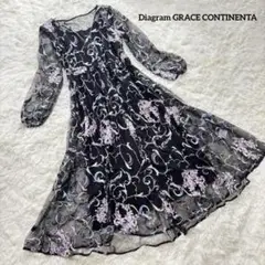 Diagram ダイアグラム フラワーチュール 刺繍ガウンワンピース