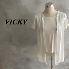 VICKY ビッキー ブラウス 半袖 レイヤード プリーツ ホワイト M 46のサムネイル