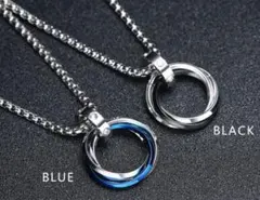 ☆2個セット☆ステンレス 3連リング ネックレス メンズ レディース 男女兼用