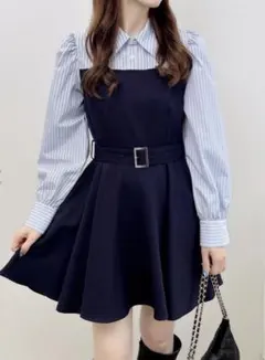 INGNI【WEB限定】シャツドッキングフレアミニワンピース