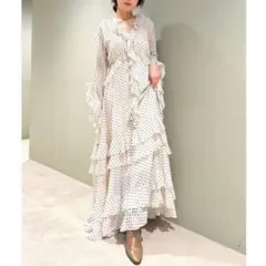 LILY BROWN フリルワンピース ロング丈 ドット柄 春
