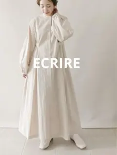 ECRIRE 【陽コラボ】ボックスタックロング　シャツワンピース L ベージュ