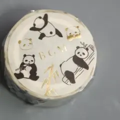 BGM パンダ マスキングテープ 箔押し 15mm 5m ゴールド ホワイトのサムネイル
