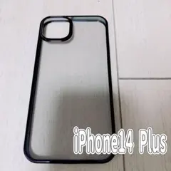iPhone 14 Plusケースメタリック フレーム クリア ブラック