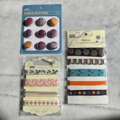 手芸用くるみボタン 9個とリボンテープ2セット
