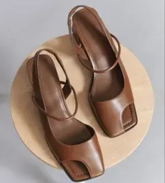 ✿ BEAUTY&YOUTHレザーライクオープントゥバックストラップミュール ✿