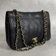 CHANEL ラムスキン マトラッセ フルフラップ チェーンショルダーバッグ